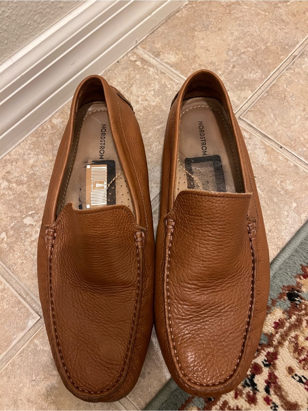 Nordstrom Men’s Tan Pebbled Leather Slip-On Loafers